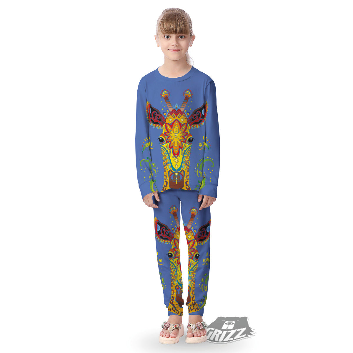 Portrait Giraffe Colorful Print Kid's Pajamas-grizzshop