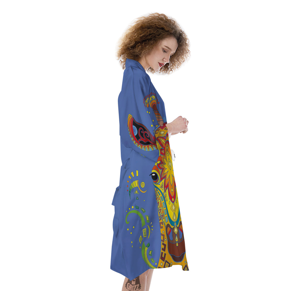 Portrait Giraffe Colorful Print Kimono-grizzshop