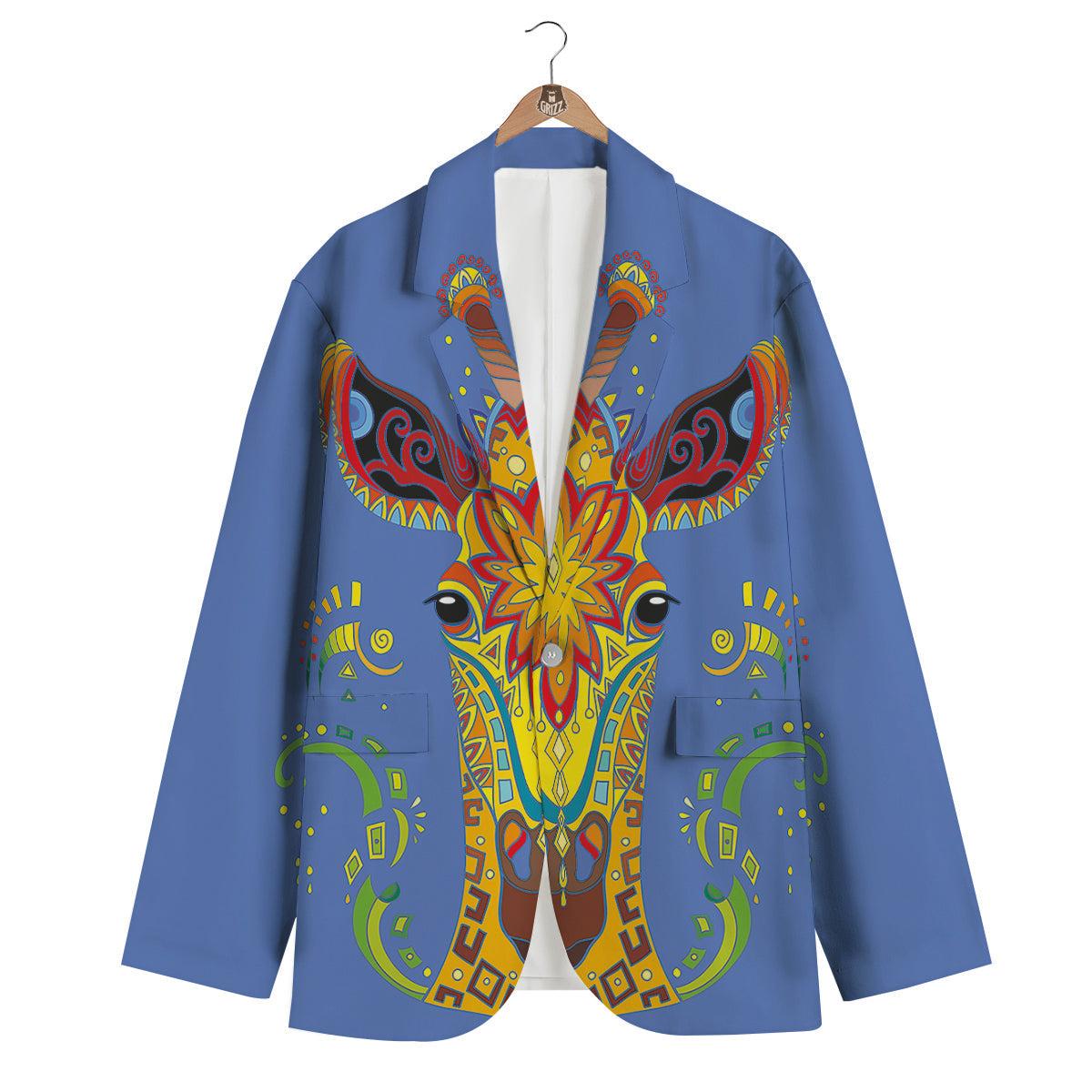 Portrait Giraffe Colorful Print Men's Blazer-grizzshop