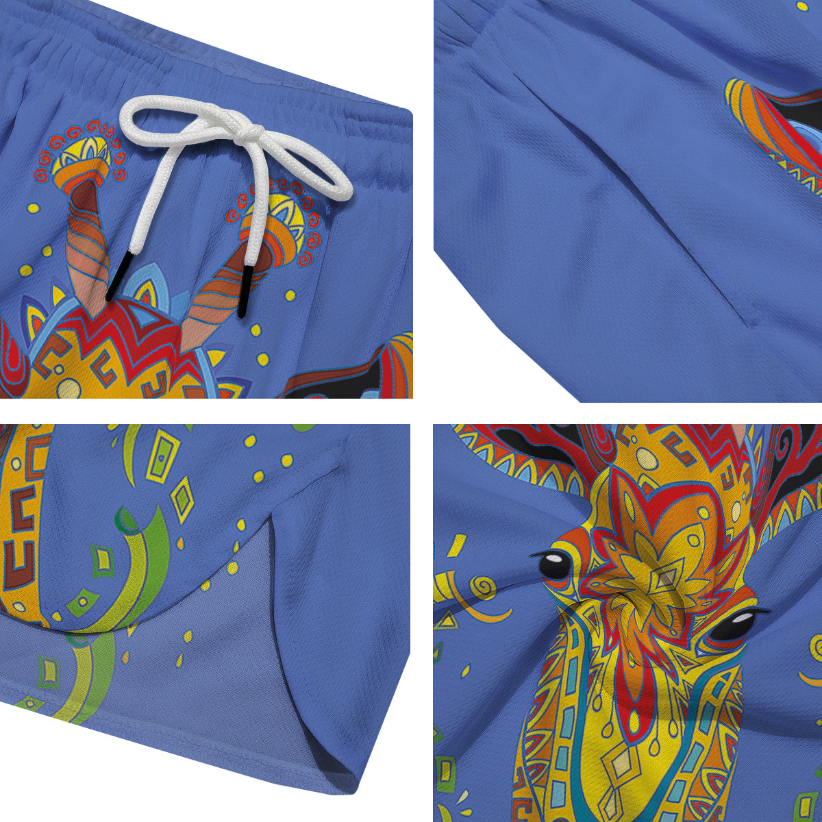 Portrait Giraffe Colorful Print Men's Running Shorts-grizzshop