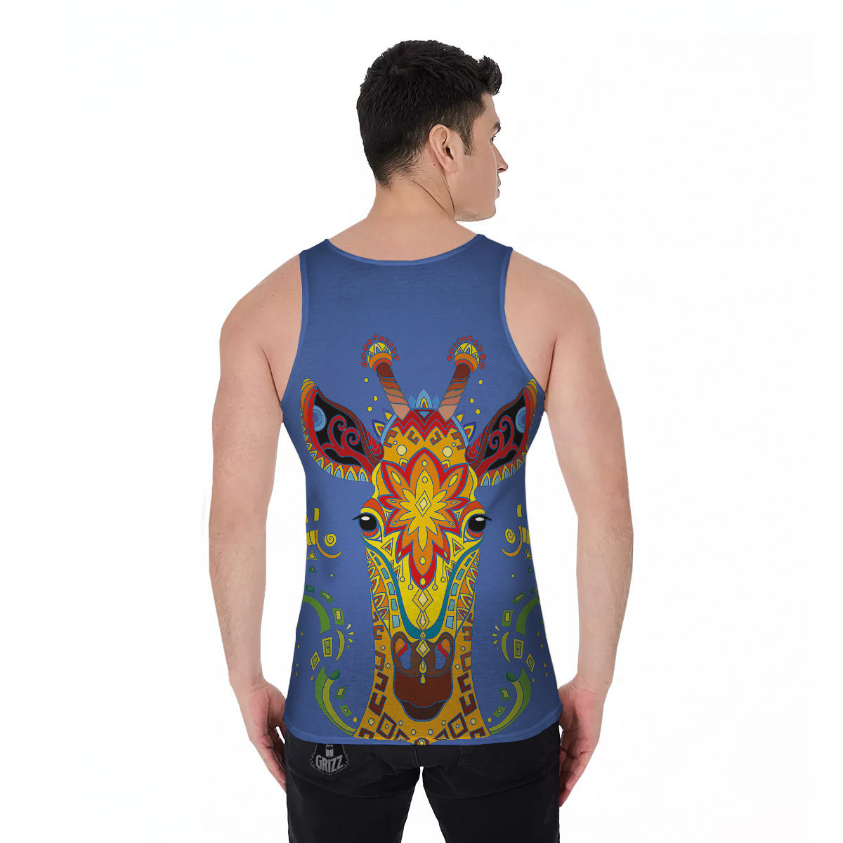 Portrait Giraffe Colorful Print Men's Tank Top-grizzshop