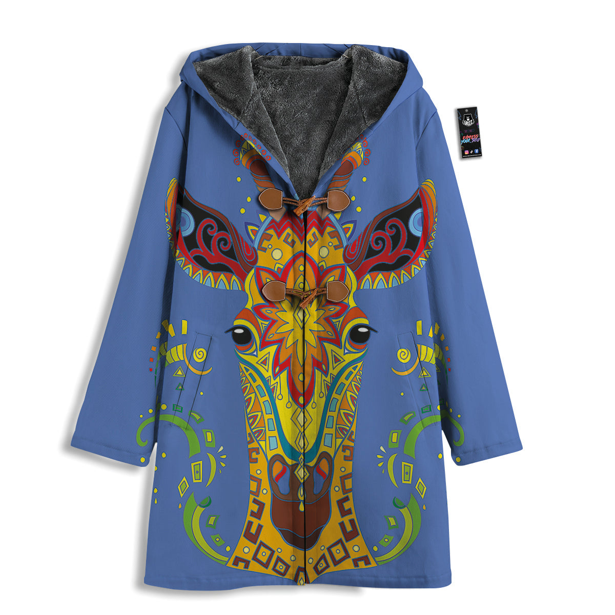 Portrait Giraffe Colorful Print Men's Windbreaker Jacket-grizzshop