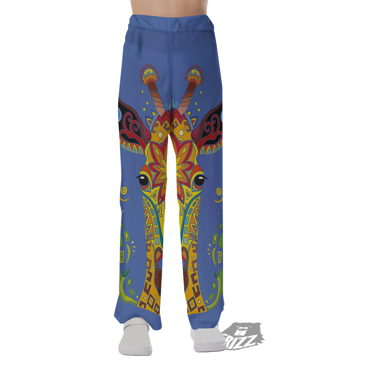 Portrait Giraffe Colorful Print Pajama Pants-grizzshop
