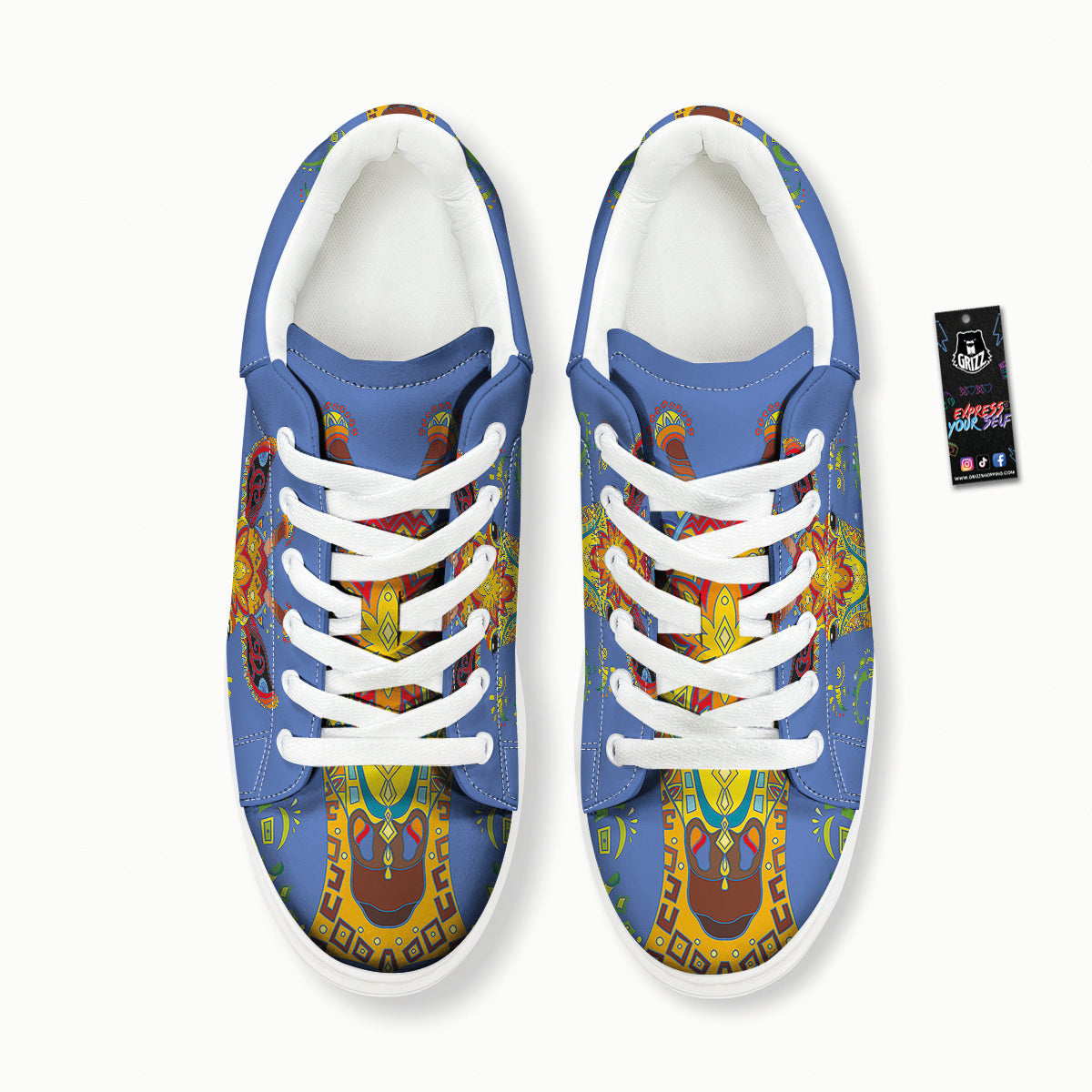 Portrait Giraffe Colorful Print Platform Shoes-grizzshop