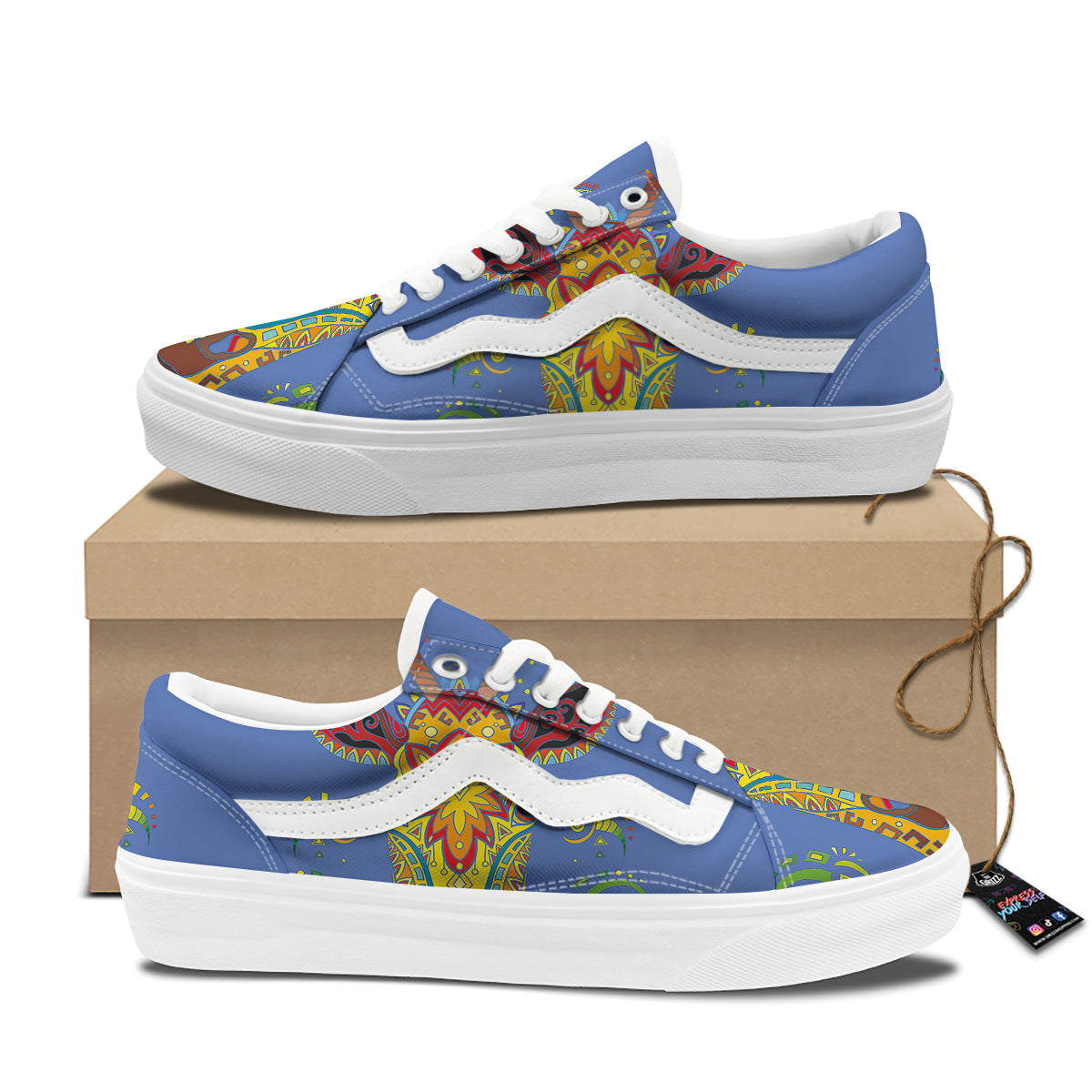 Portrait Giraffe Colorful Print Skate Shoes-grizzshop