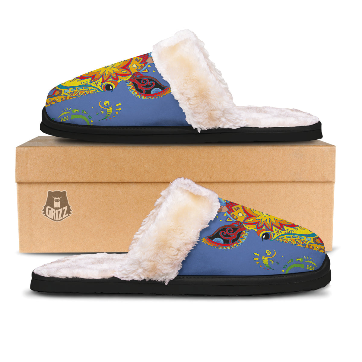 Portrait Giraffe Colorful Print Slippers-grizzshop