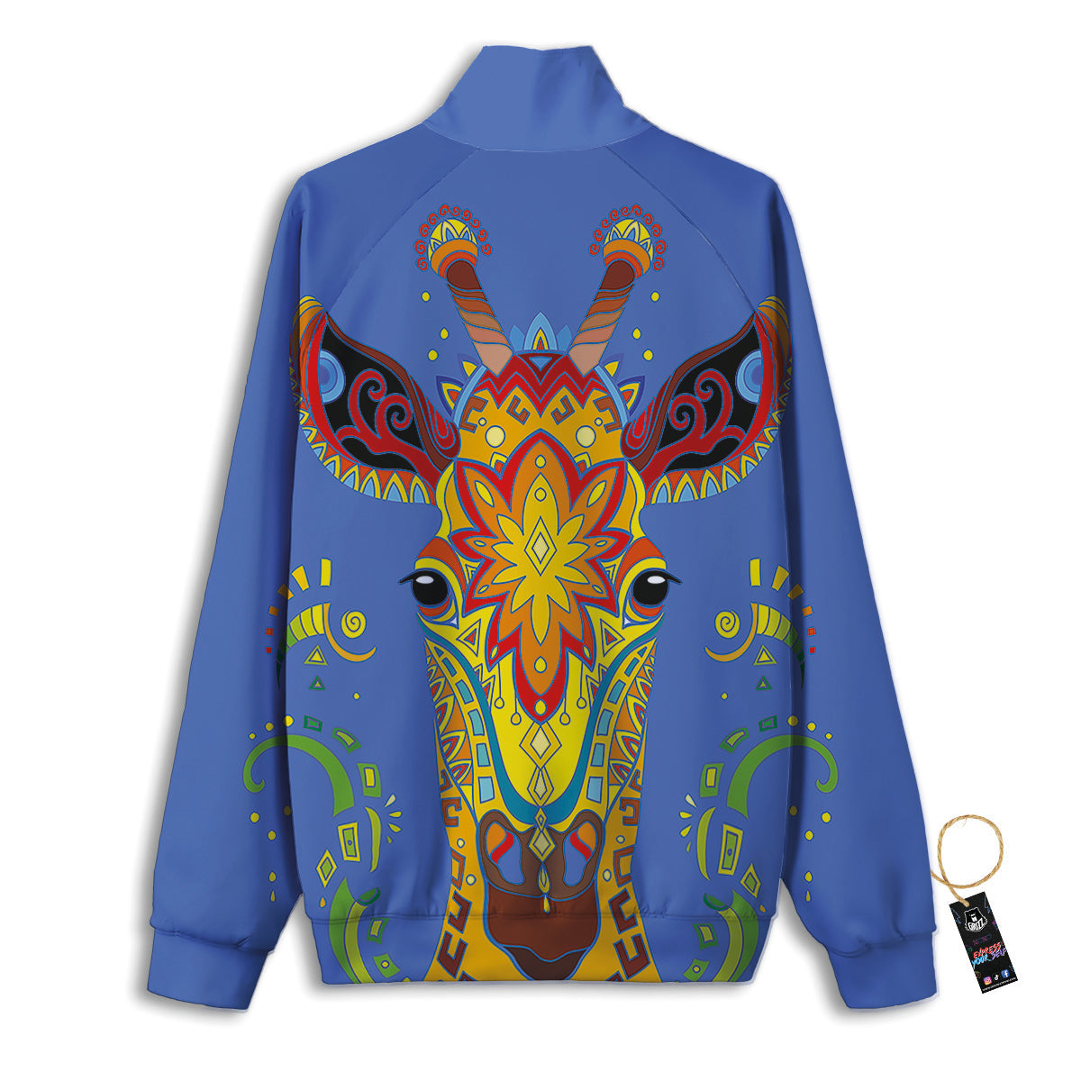 Portrait Giraffe Colorful Print Track Jacket-grizzshop