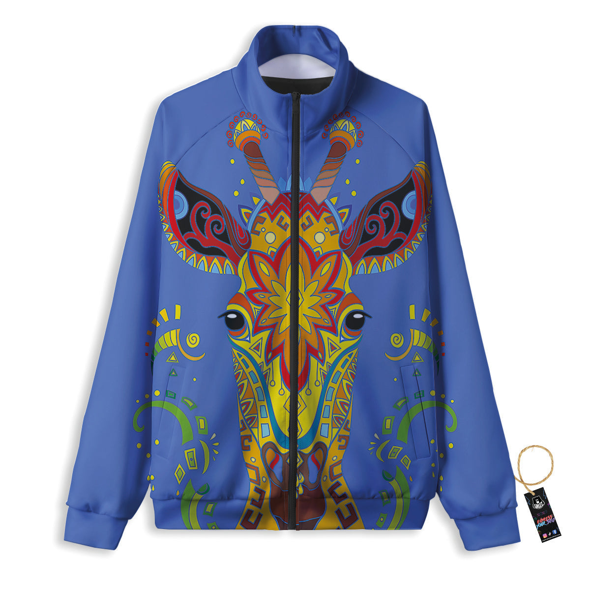 Portrait Giraffe Colorful Print Track Jacket-grizzshop