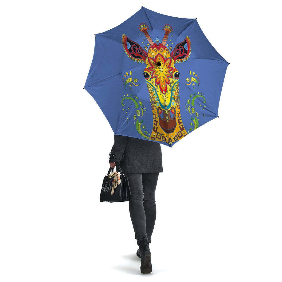 Portrait Giraffe Colorful Print Umbrella-grizzshop