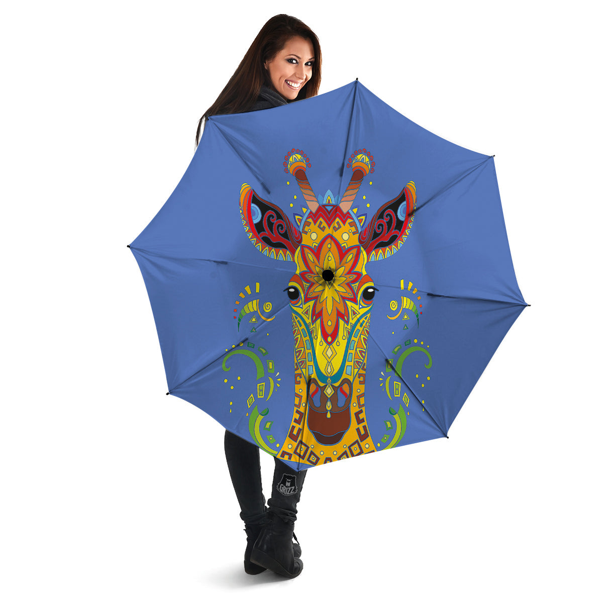 Portrait Giraffe Colorful Print Umbrella-grizzshop