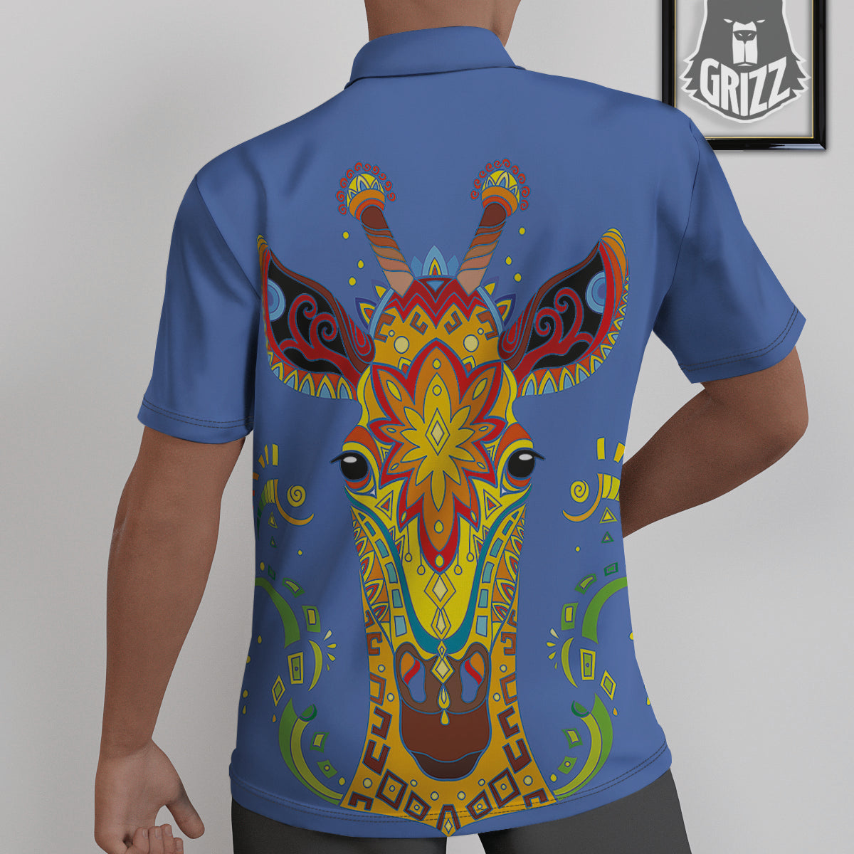 Portrait Giraffe Colorful Print Untucked Shirts-grizzshop