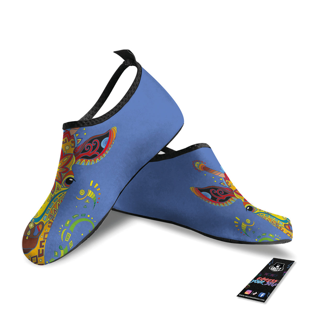 Portrait Giraffe Colorful Print Water Shoes-grizzshop