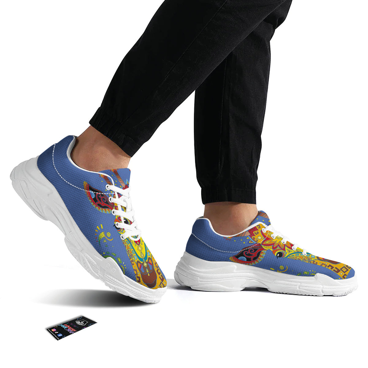 Portrait Giraffe Colorful Print White Chunky Shoes-grizzshop