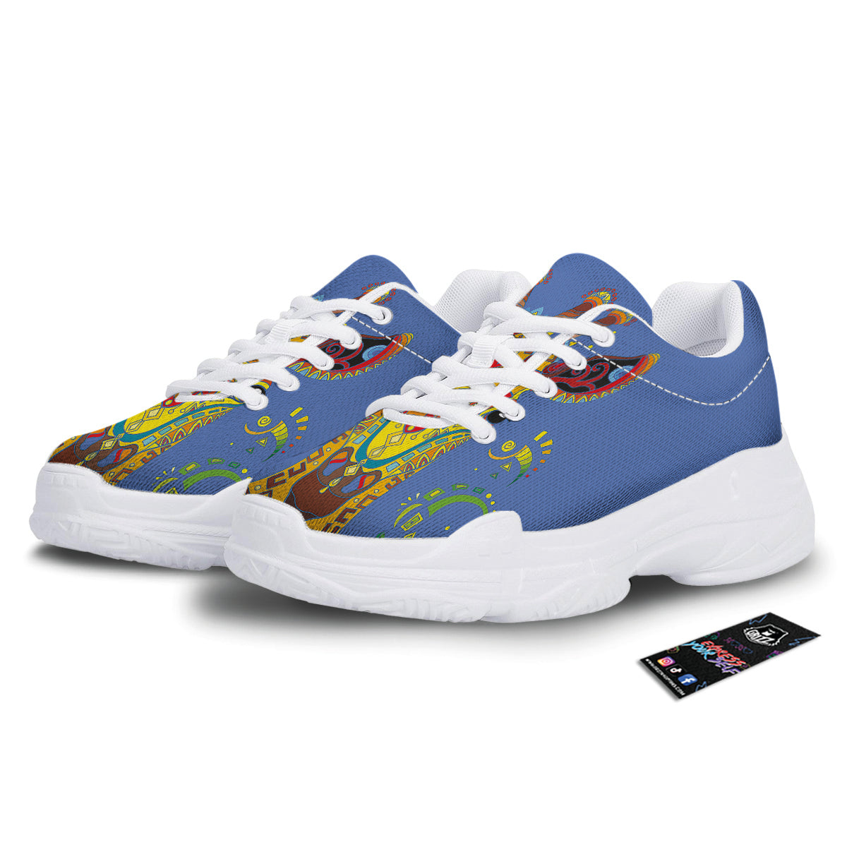 Portrait Giraffe Colorful Print White Chunky Shoes-grizzshop