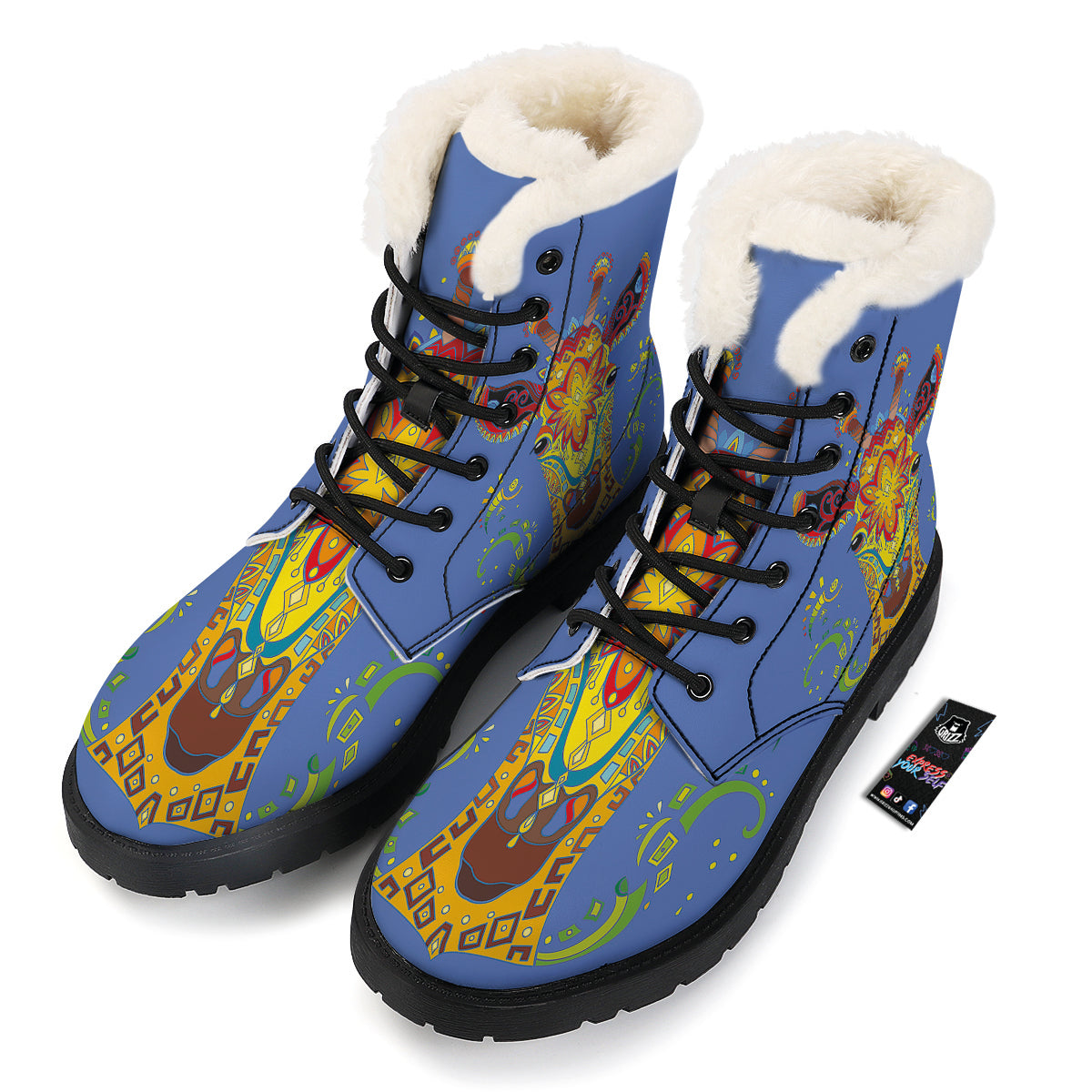 Portrait Giraffe Colorful Print Winter Boots-grizzshop