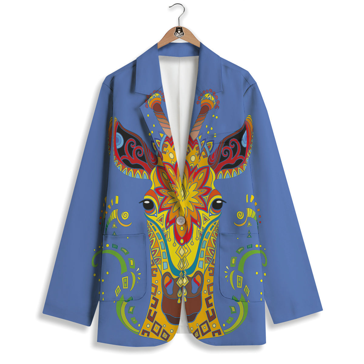 Portrait Giraffe Colorful Print Women's Blazer-grizzshop