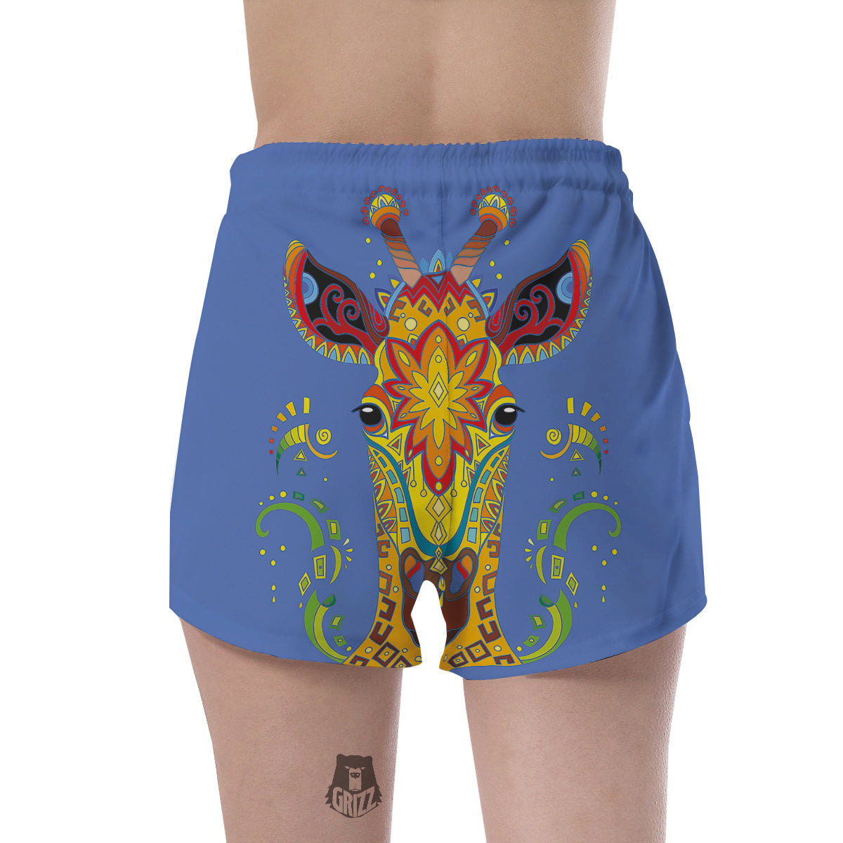 Portrait Giraffe Colorful Print Women's Shorts-grizzshop