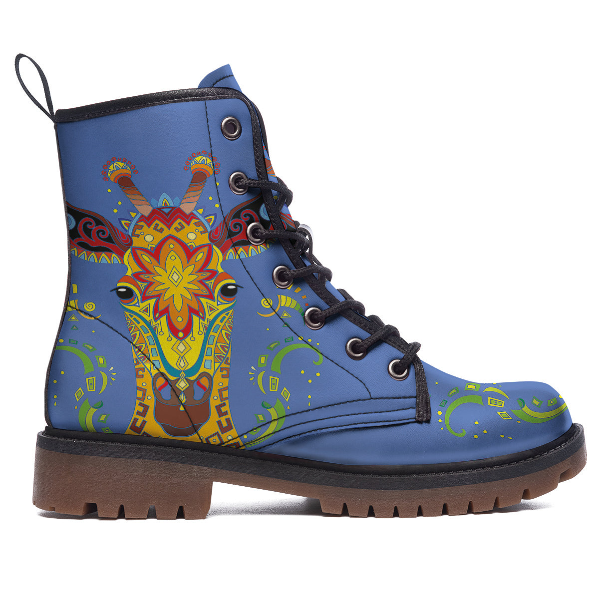 Portrait Giraffe Colorful Print Work Boots-grizzshop