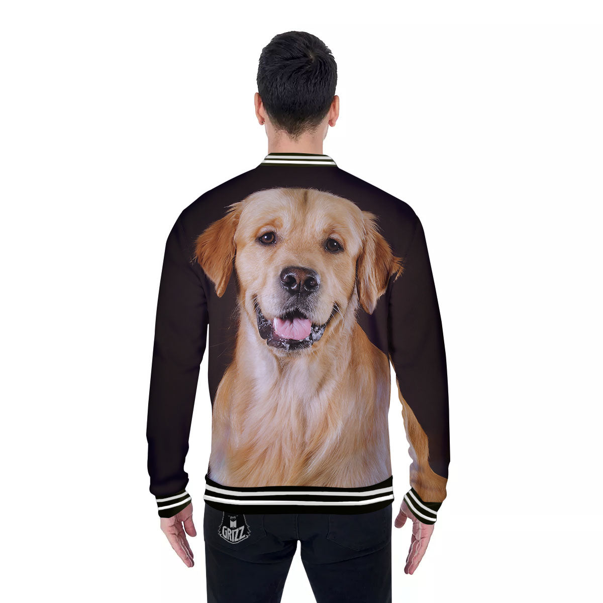 Portrait Golden Retriever Print Baseball Jacket-grizzshop