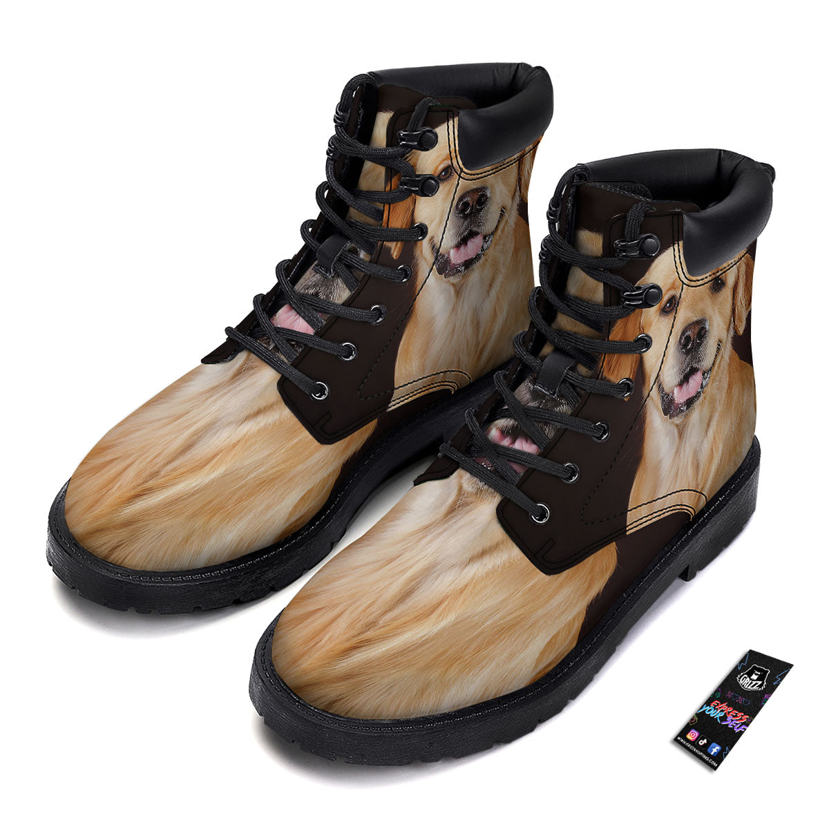 Portrait Golden Retriever Print Boots-grizzshop