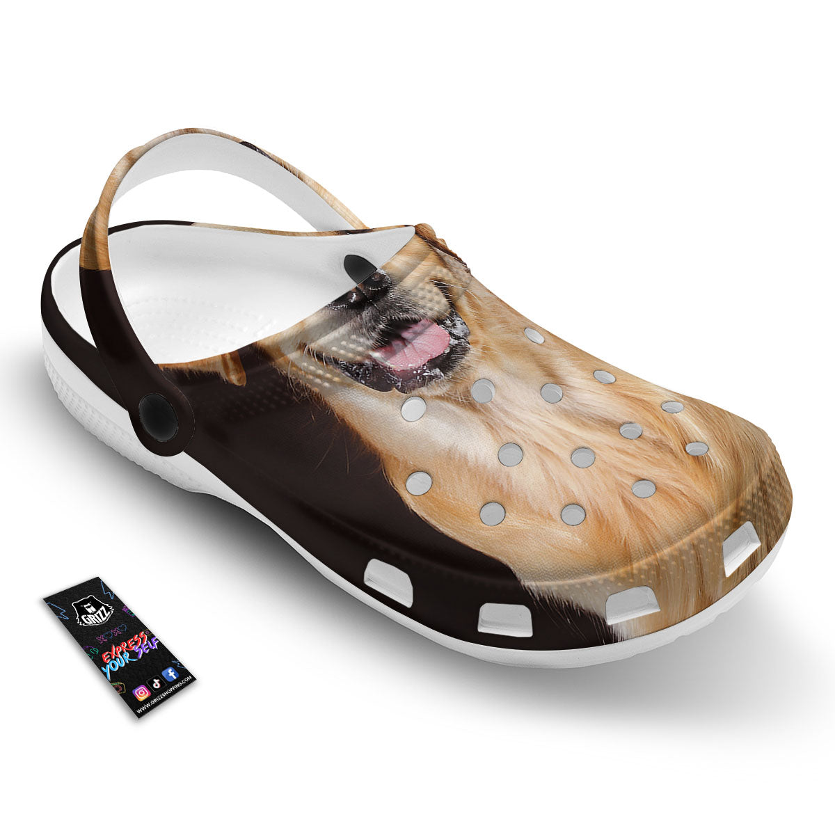 Portrait Golden Retriever Print Clog-grizzshop