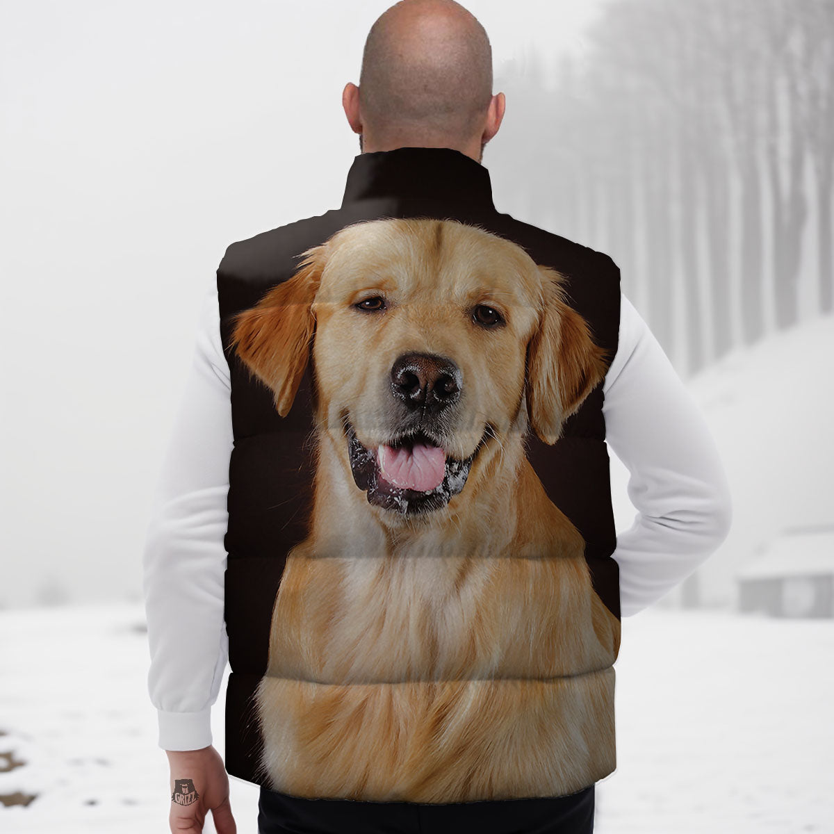 Portrait Golden Retriever Print Down Vest