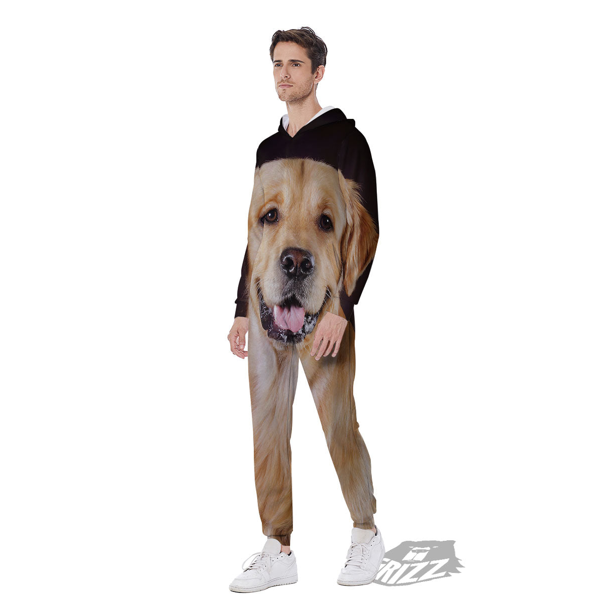 Portrait Golden Retriever Print Men's Jumpsuit-grizzshop
