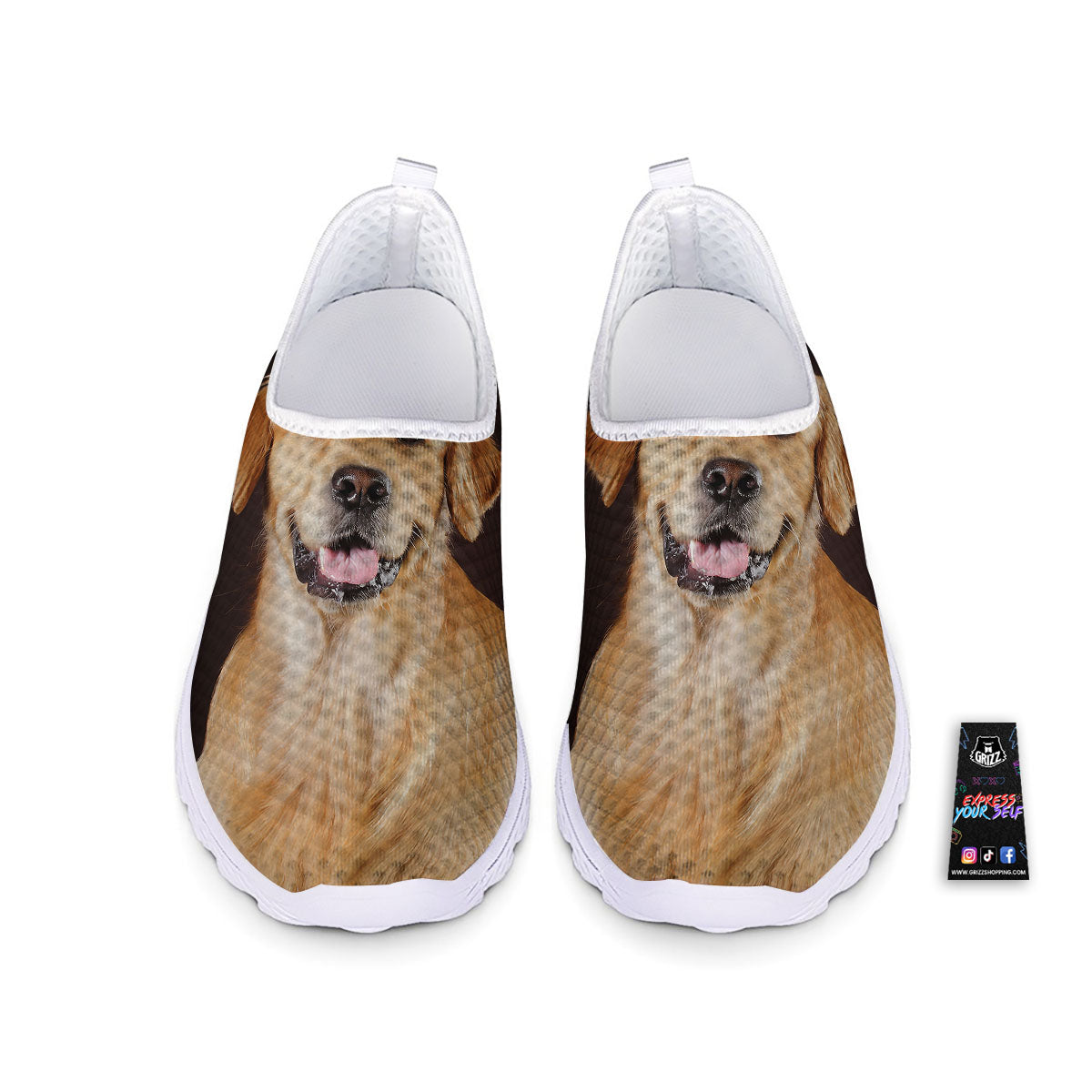 Portrait Golden Retriever Print Nurse Shoes-grizzshop