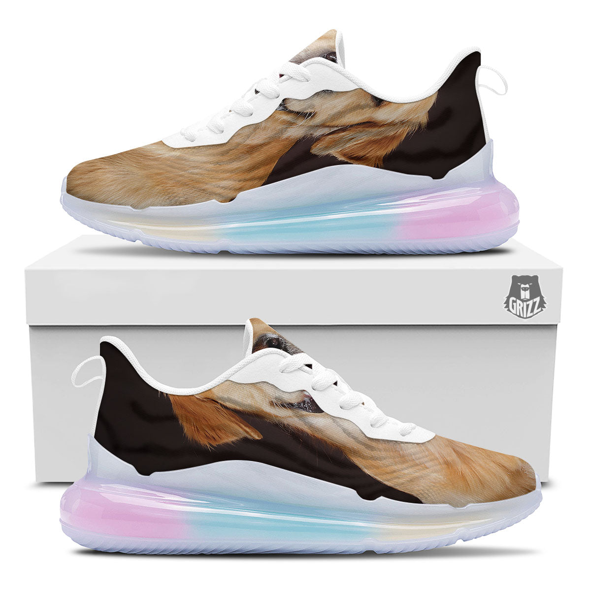 Portrait Golden Retriever Print Running Sneakers-grizzshop