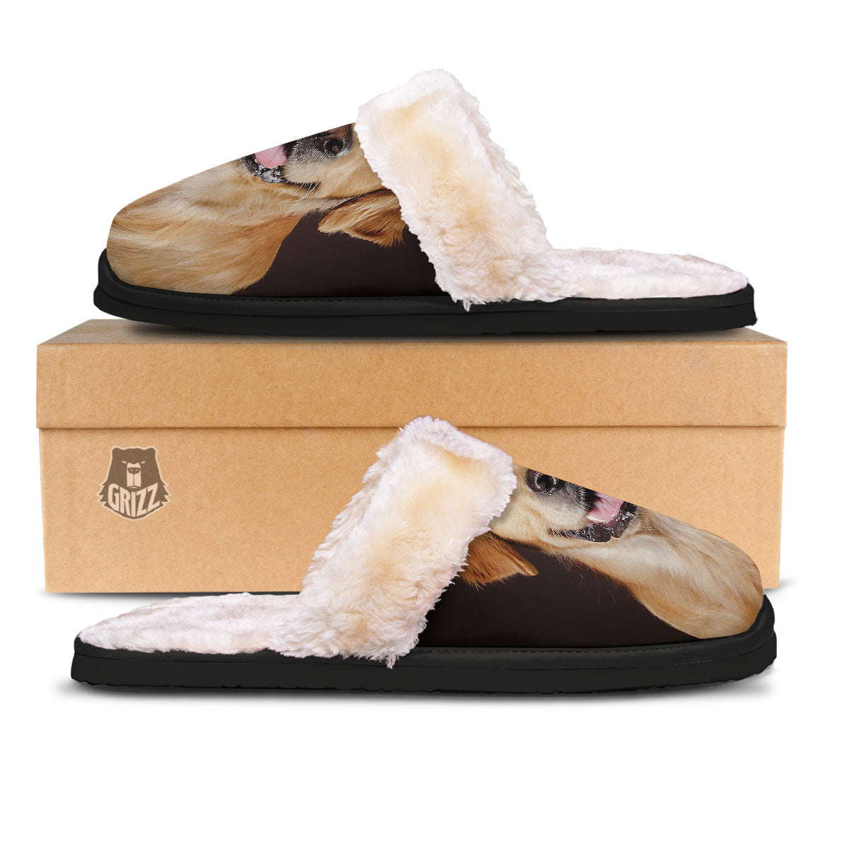 Portrait Golden Retriever Print Slippers-grizzshop