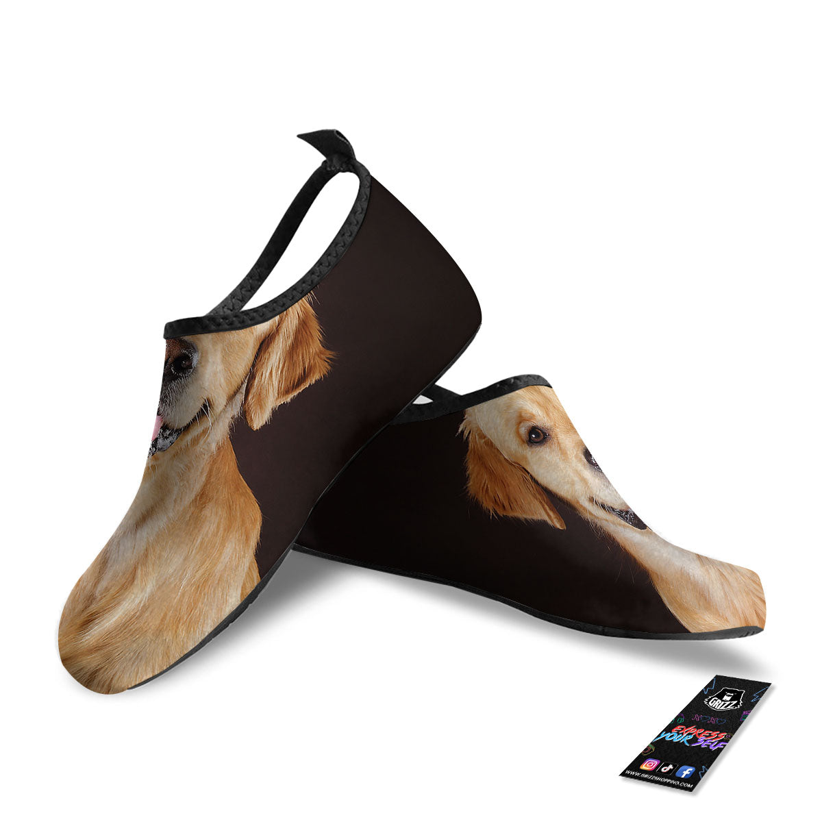 Portrait Golden Retriever Print Water Shoes-grizzshop