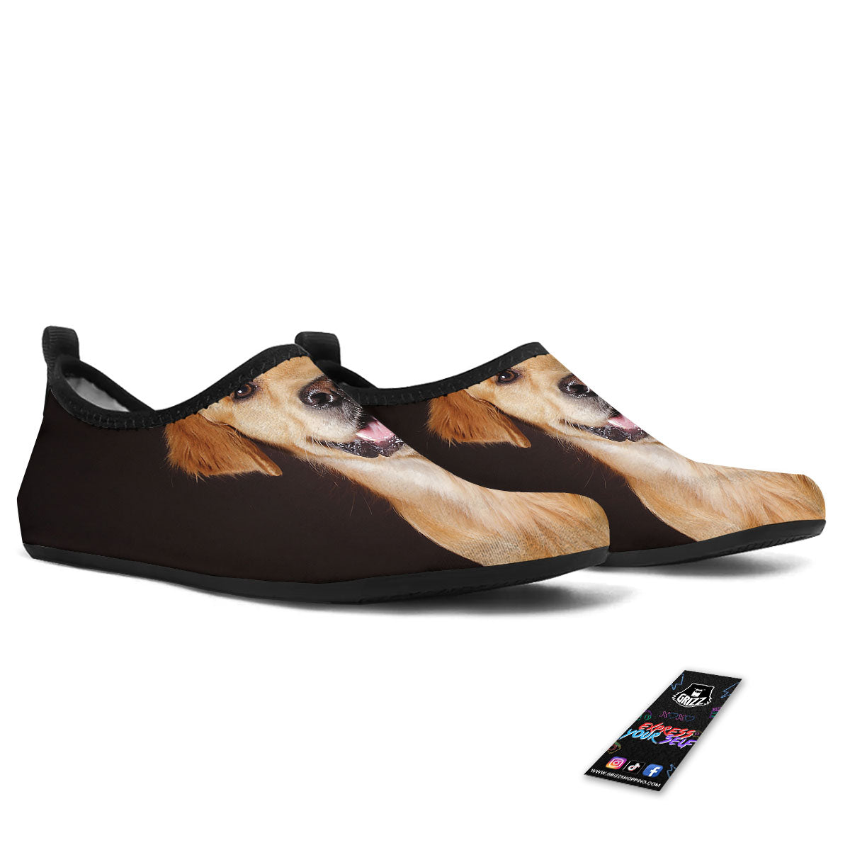 Portrait Golden Retriever Print Water Shoes-grizzshop