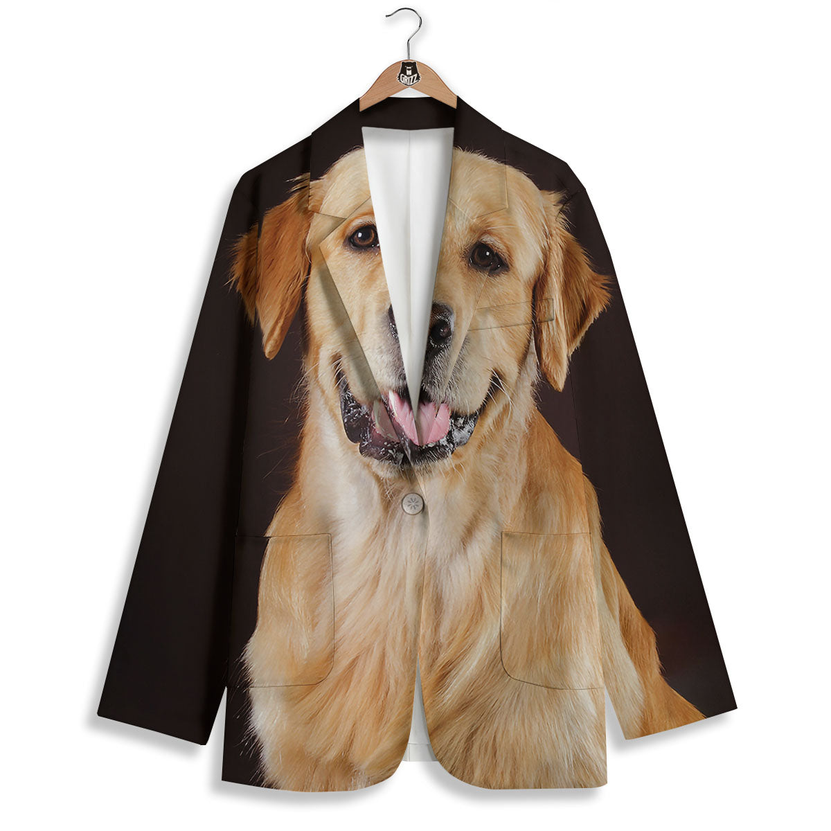 Portrait Golden Retriever Print Women's Blazer-grizzshop