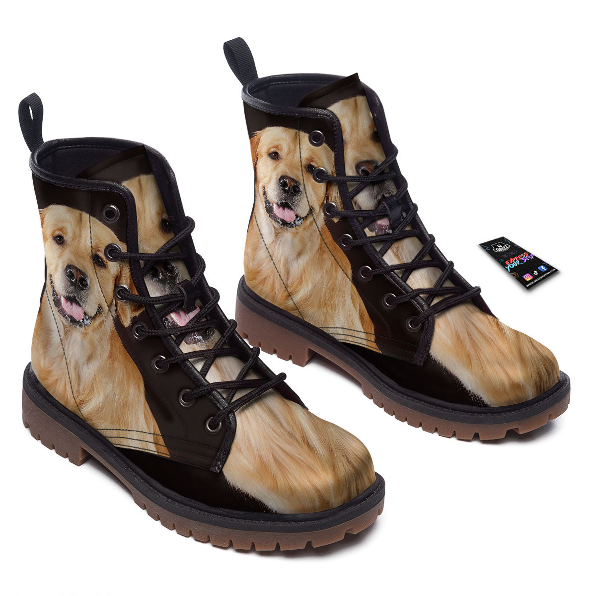 Portrait Golden Retriever Print Work Boots-grizzshop