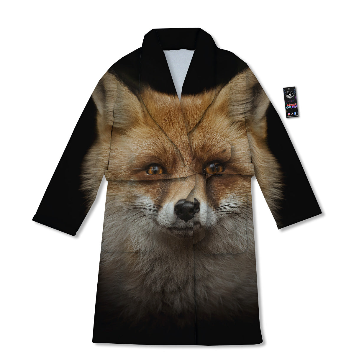 Portrait Head Fox Print Bathrobe-grizzshop