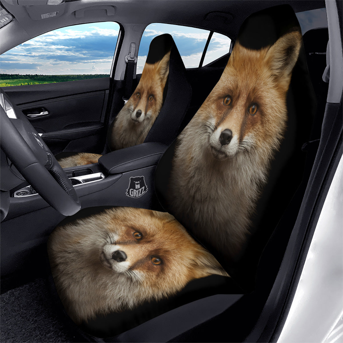 Portrait Head Fox Print Car Seat Covers-grizzshop