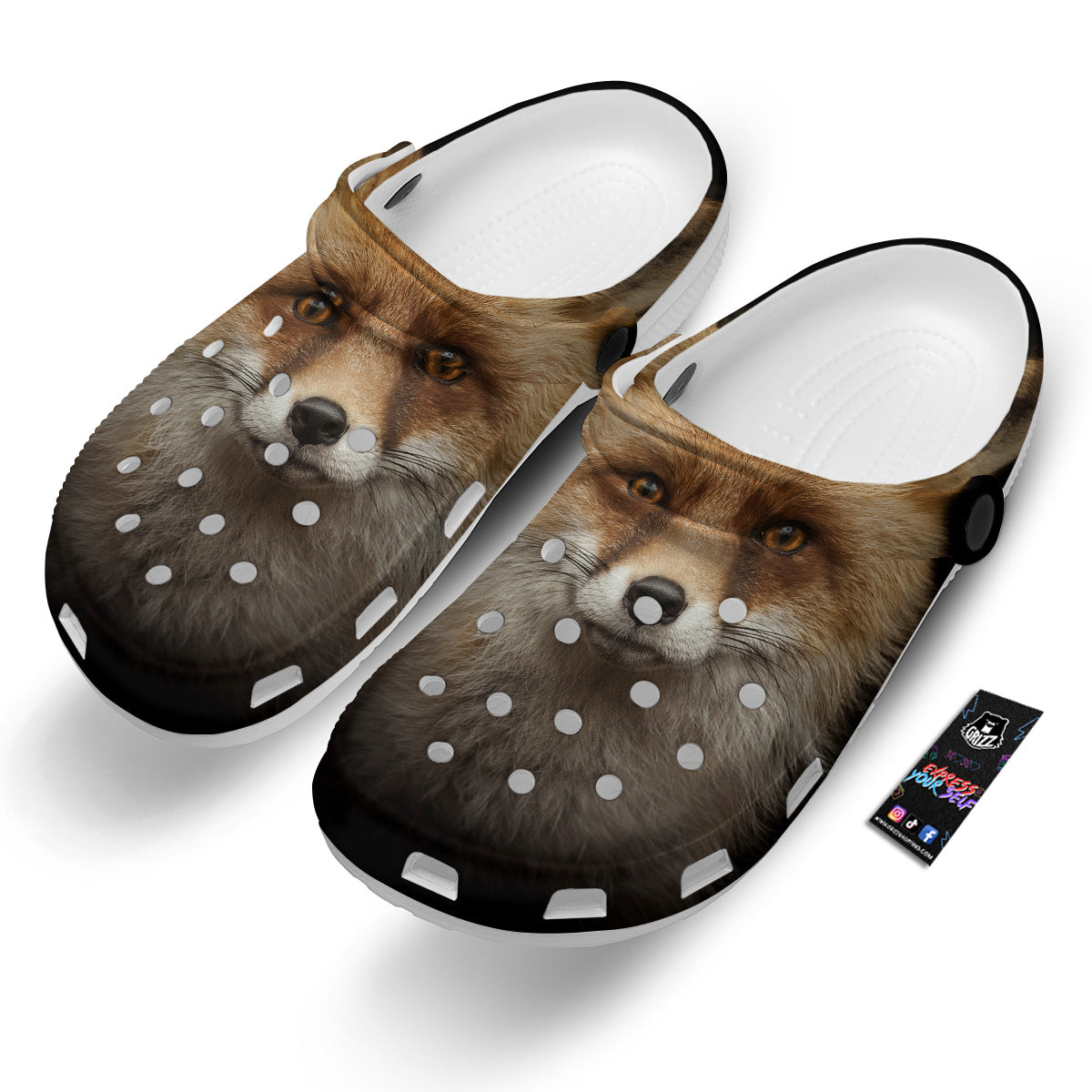 Portrait Head Fox Print Clog-grizzshop