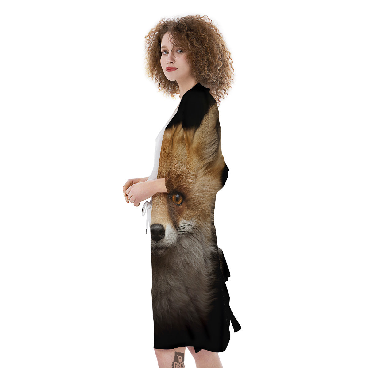 Portrait Head Fox Print Kimono-grizzshop
