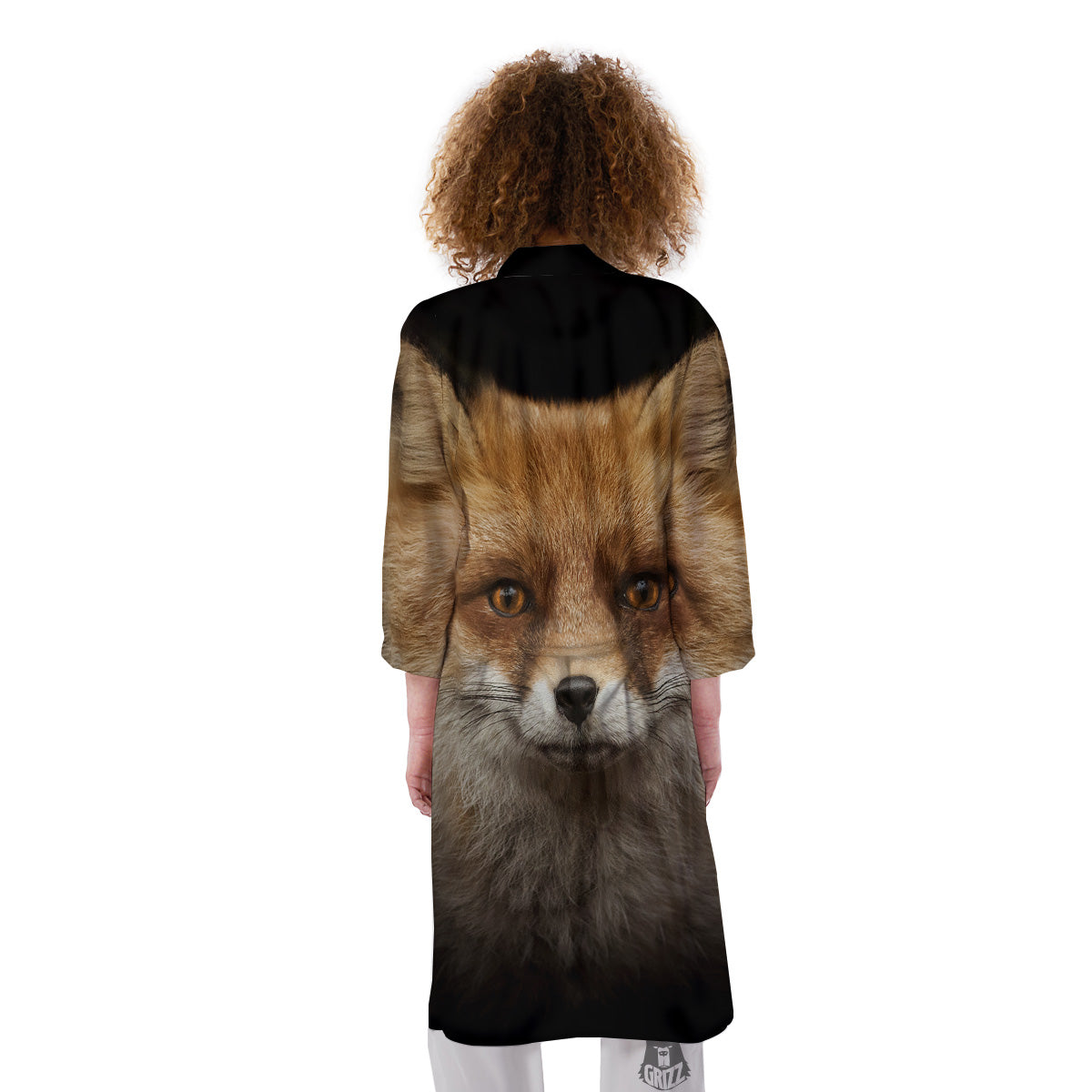 Portrait Head Fox Print Kimono-grizzshop