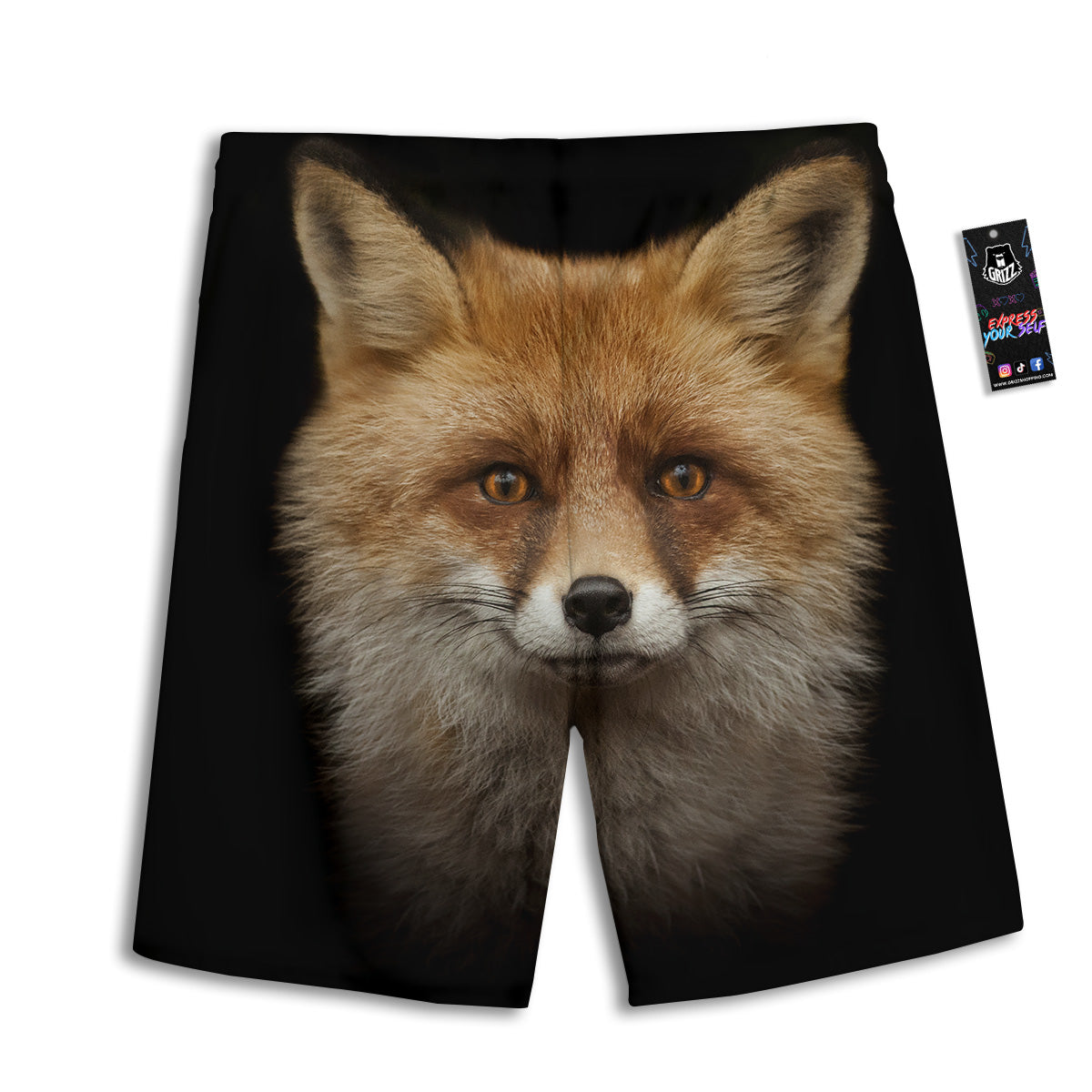 Portrait Head Fox Print Men's Athletic Shorts