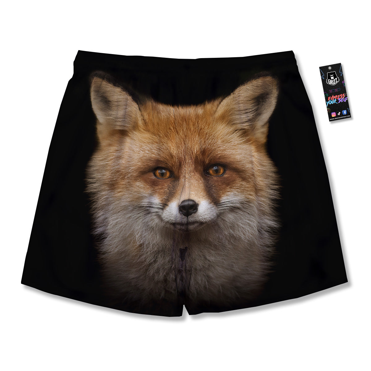 Portrait Head Fox Print Men's Running Shorts-grizzshop