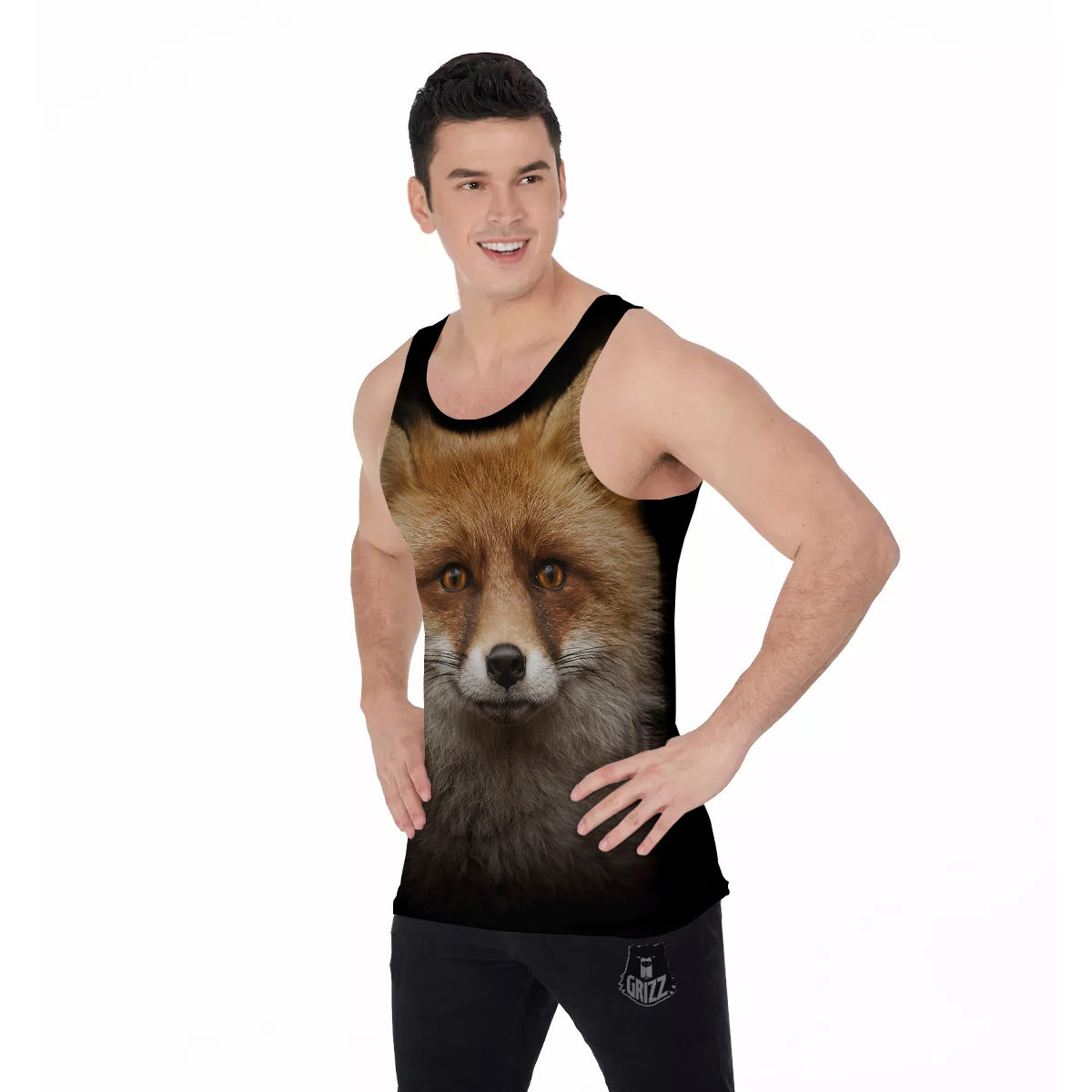 Portrait Head Fox Print Men's Tank Top-grizzshop