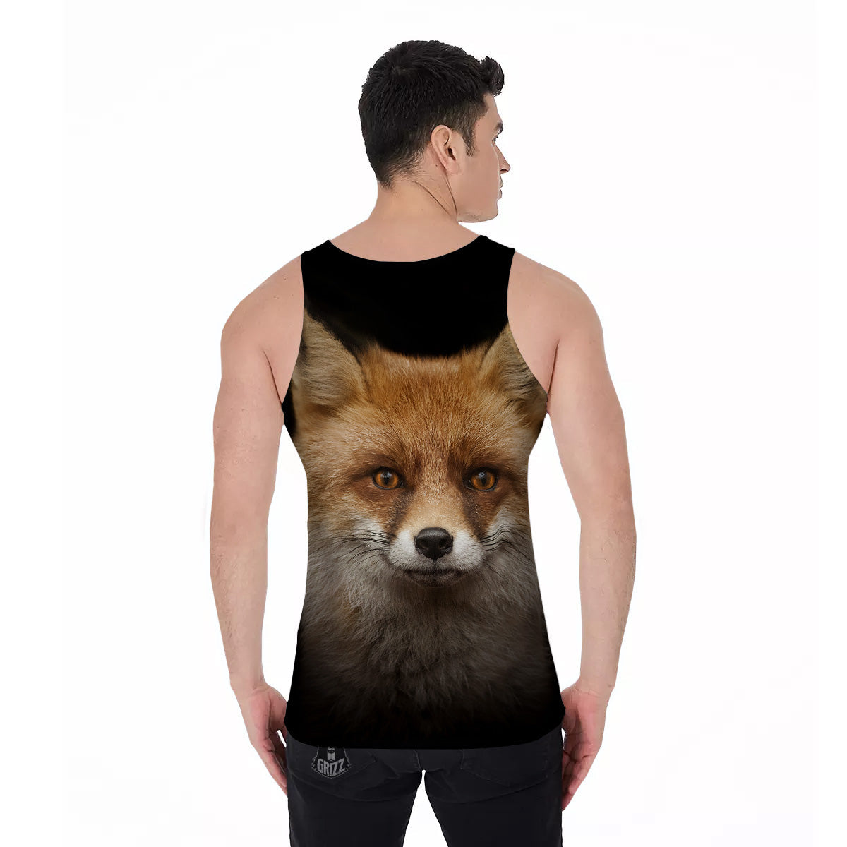 Portrait Head Fox Print Men's Tank Top-grizzshop