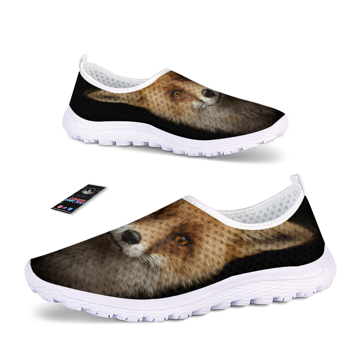 Portrait Head Fox Print Nurse Shoes-grizzshop