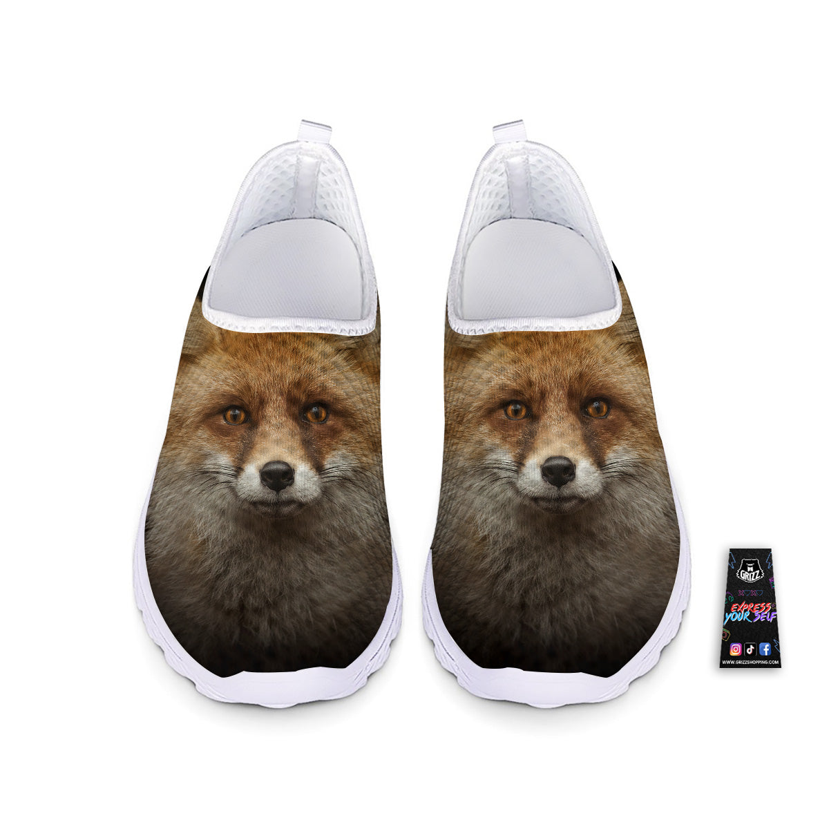 Portrait Head Fox Print Nurse Shoes-grizzshop