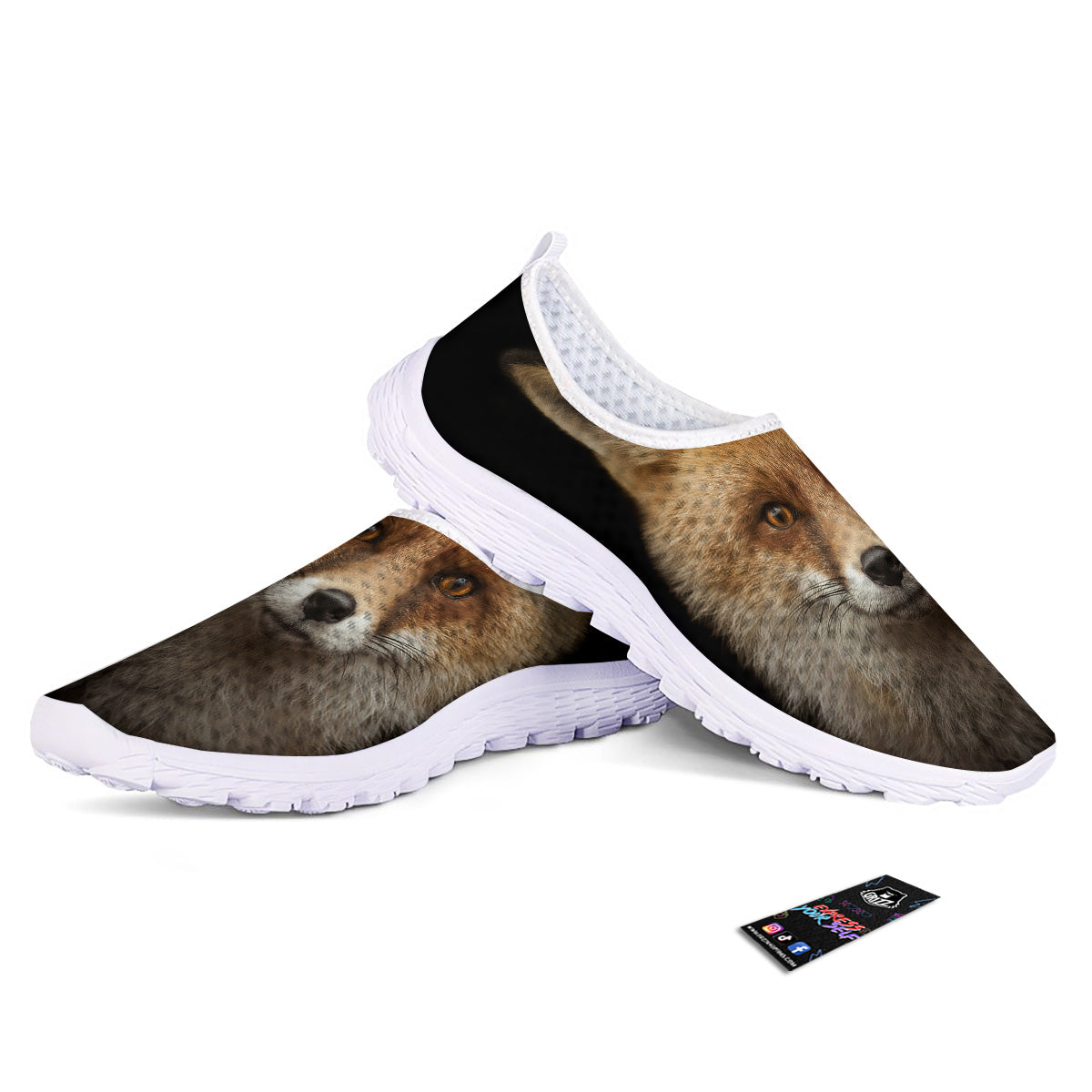 Portrait Head Fox Print Nurse Shoes-grizzshop