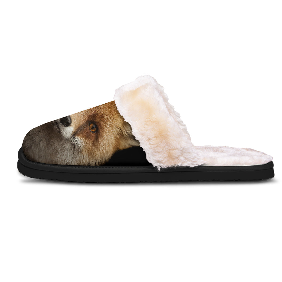 Portrait Head Fox Print Slippers-grizzshop