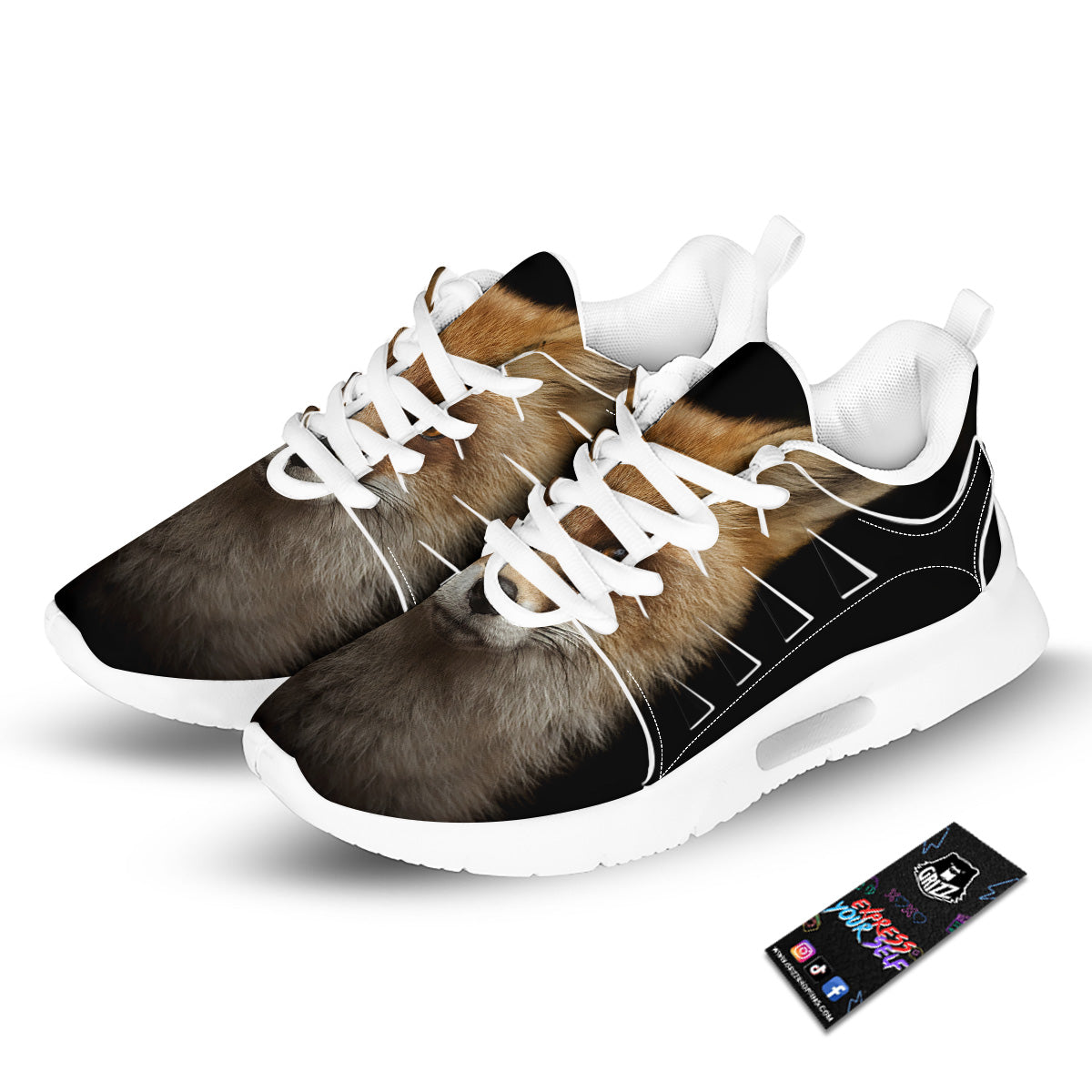 Portrait Head Fox Print Tennis Shoes-grizzshop