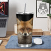 Portrait Head Fox Print Tumbler-grizzshop