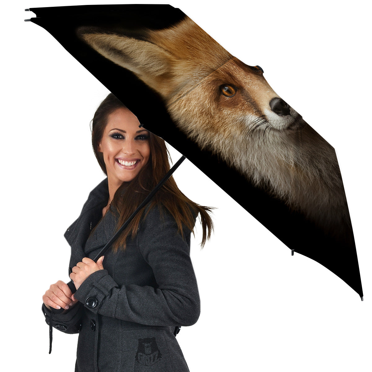 Portrait Head Fox Print Umbrella-grizzshop
